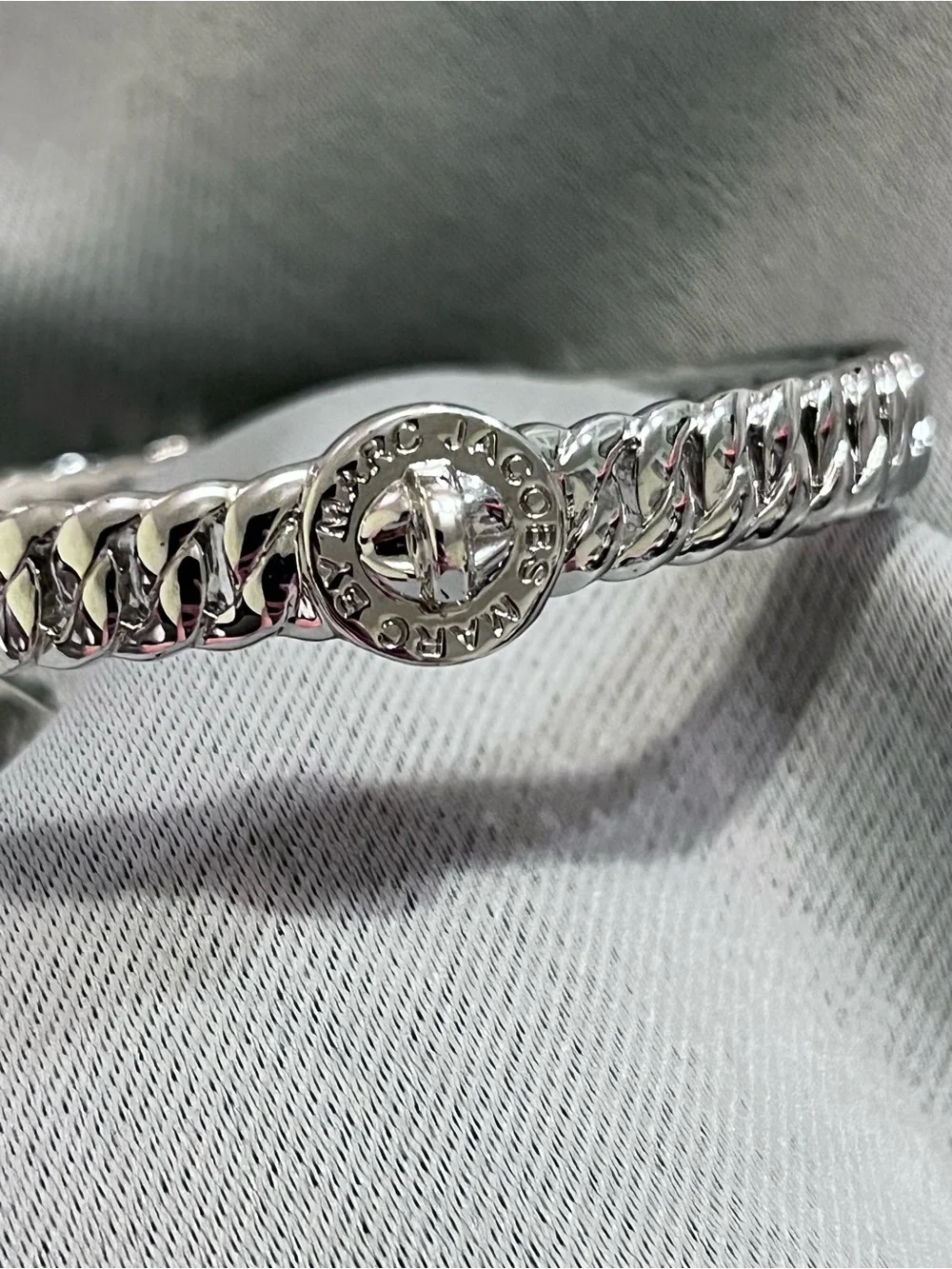 NWT Marc by Marc Jacobs Silver Logo Bangle Bracelet M/L